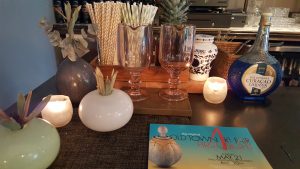 Various glass wear items on a table